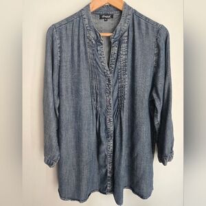 PAPA Vancouver Women's Classic Blue Lyocell Button Down Shirt